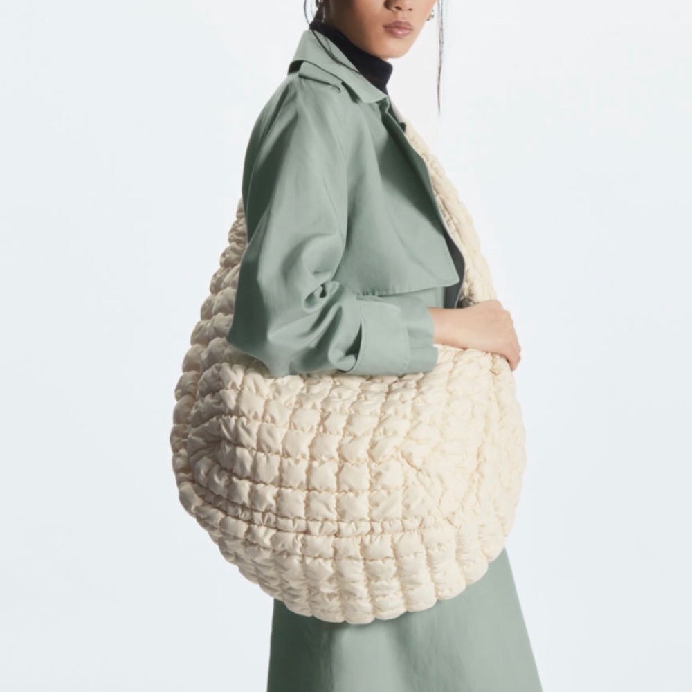 Cos Quilted Oversized Shoulder Bag Off White Gem